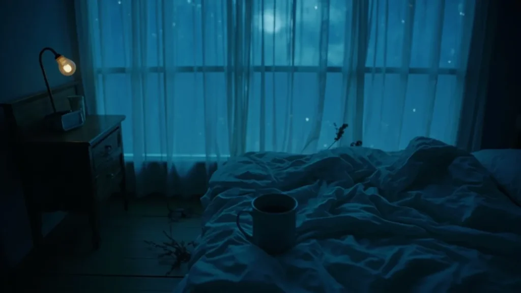 Personne allongée dans le noir, les yeux ouverts, incapable de se rendormir en pleine nuit