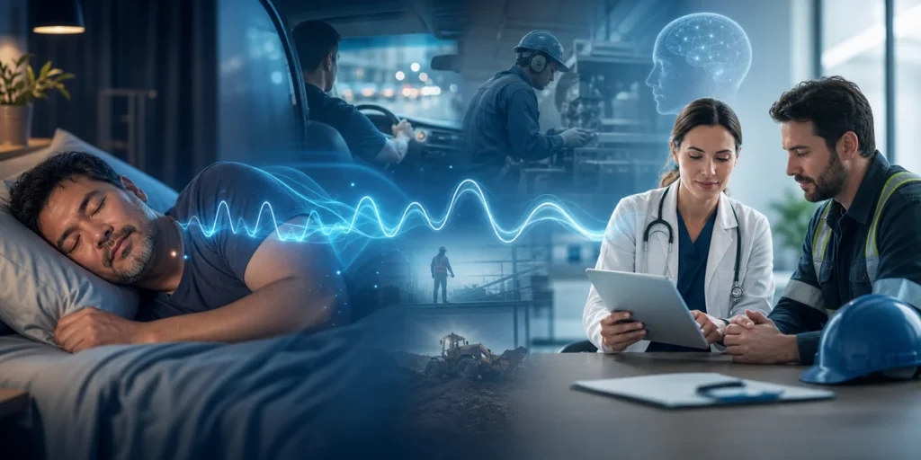 Illustration reliant apnée du sommeil, vigilance diurne et médecine du travail