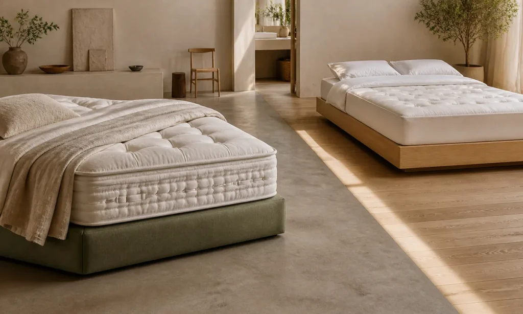 Slome ou Tediber : deux matelas comparés côte à côte dans une chambre claire