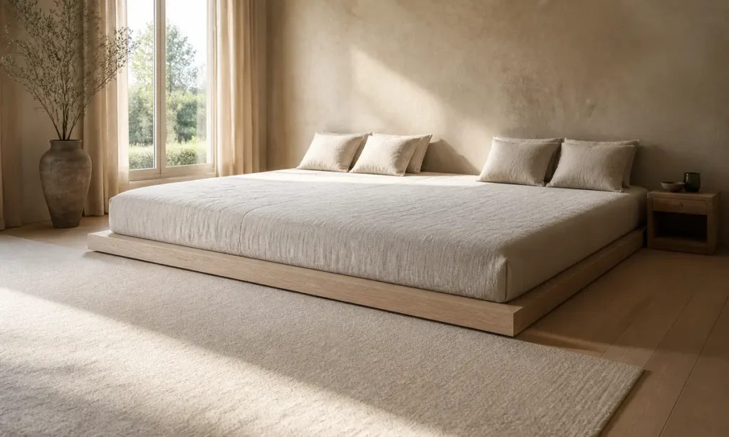 Meilleur matelas 200x200 : un très grand couchage king size dans une chambre spacieuse