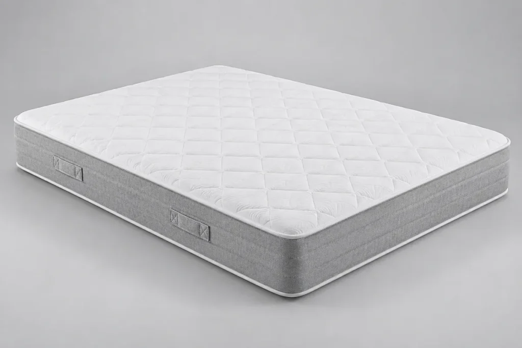 Matelas Merinos Morning Routine à ressorts ensachés, 23 cm, vue de trois quarts