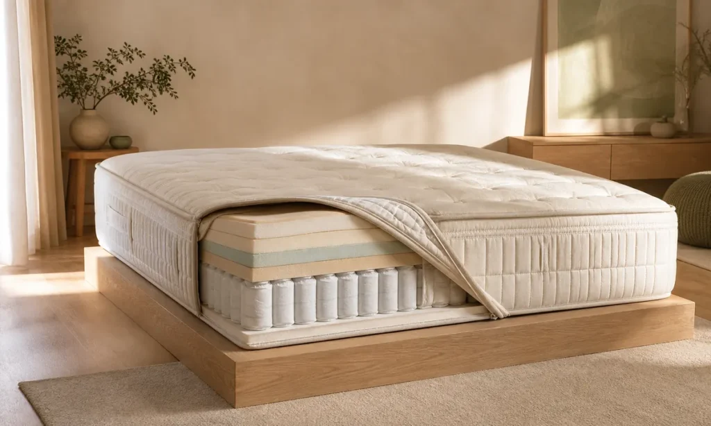 Test du matelas Tediber Hybride Premium : coupe montrant ses couches de confort
